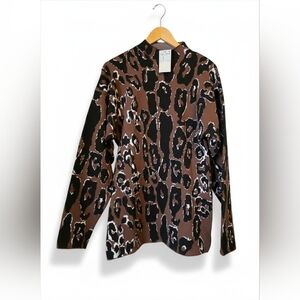 H&M Edition Leopard Jacquard Knit Tunic Sweater Dress, Brown & Black | M